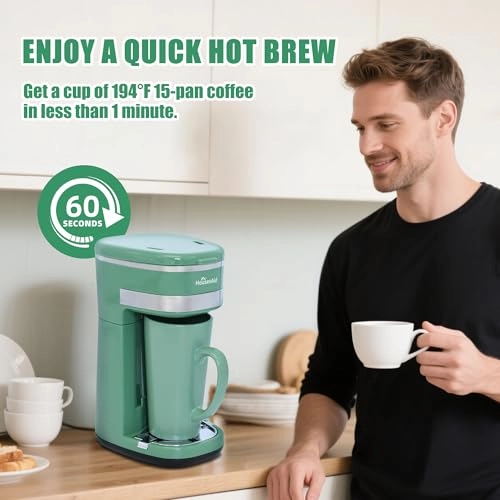 Single Serve Coffee Maker - Reusable Filter One-touch Control Portable