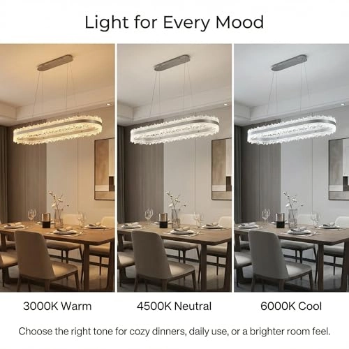 LED Ring Chandelier Oval - 3000K/4500K/6000K Stepless Dimming