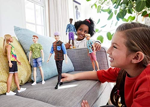 Ken Fashion Doll - Sculpted Purple Hair Plaid Shirt Ages 3+