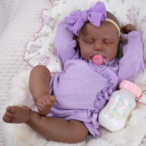 Reborn Baby Doll - 20 inch Vinyl Soft Cloth Body Black Ages 3+