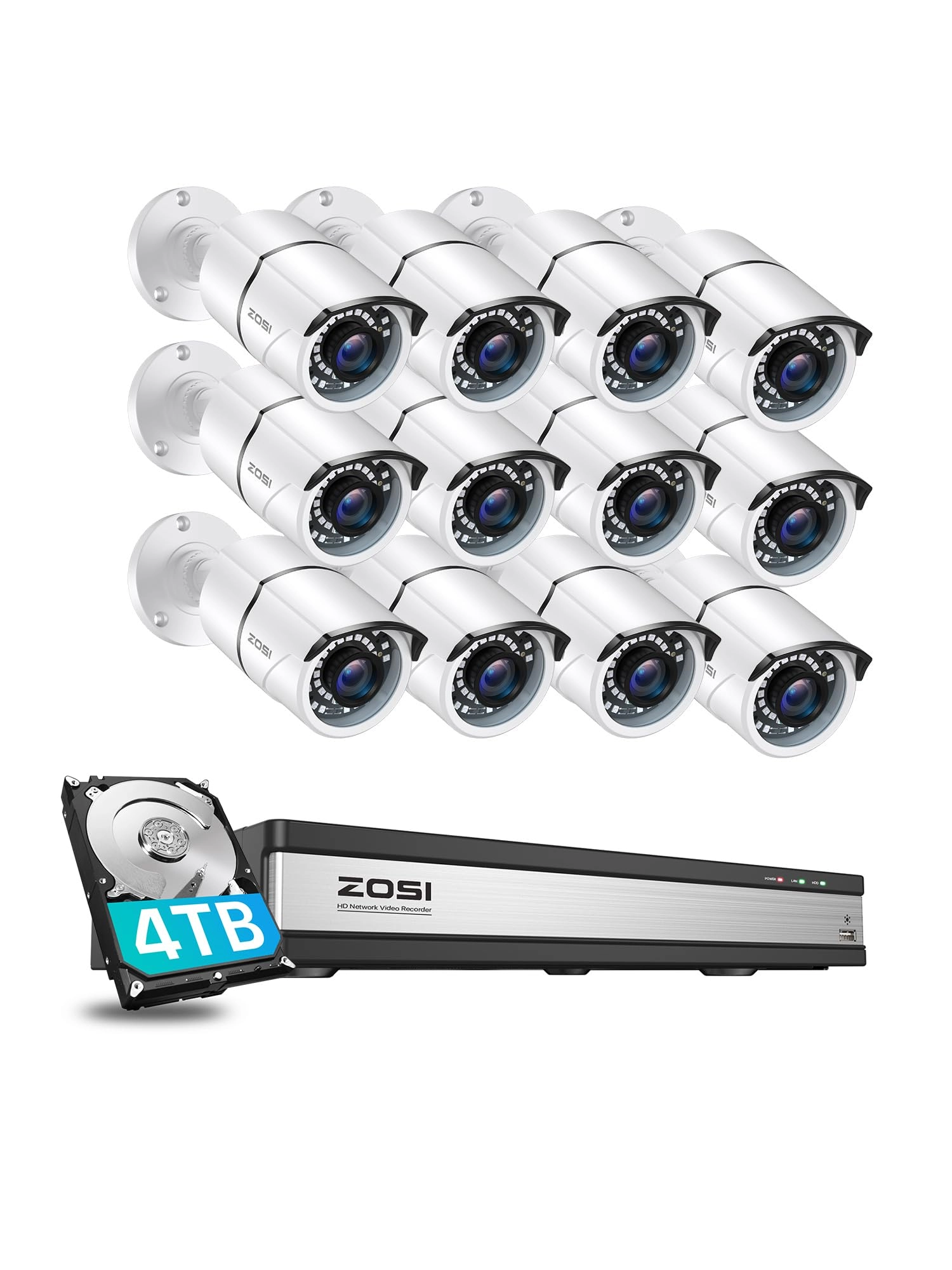 Zosi H.265+ 1080p 16CH Security Camera System - 12 16 1080p