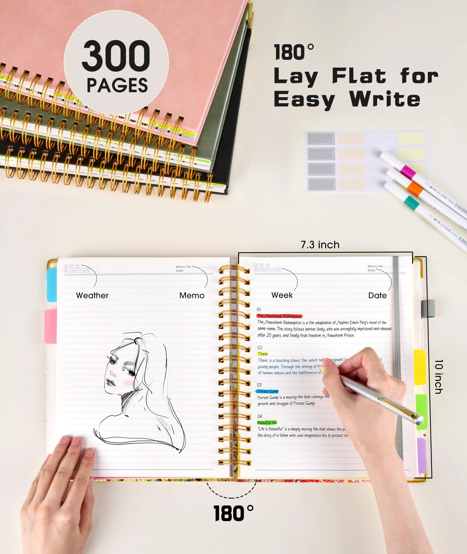 Spiral Notebook Large Hardcover - Lined 150 Sheets