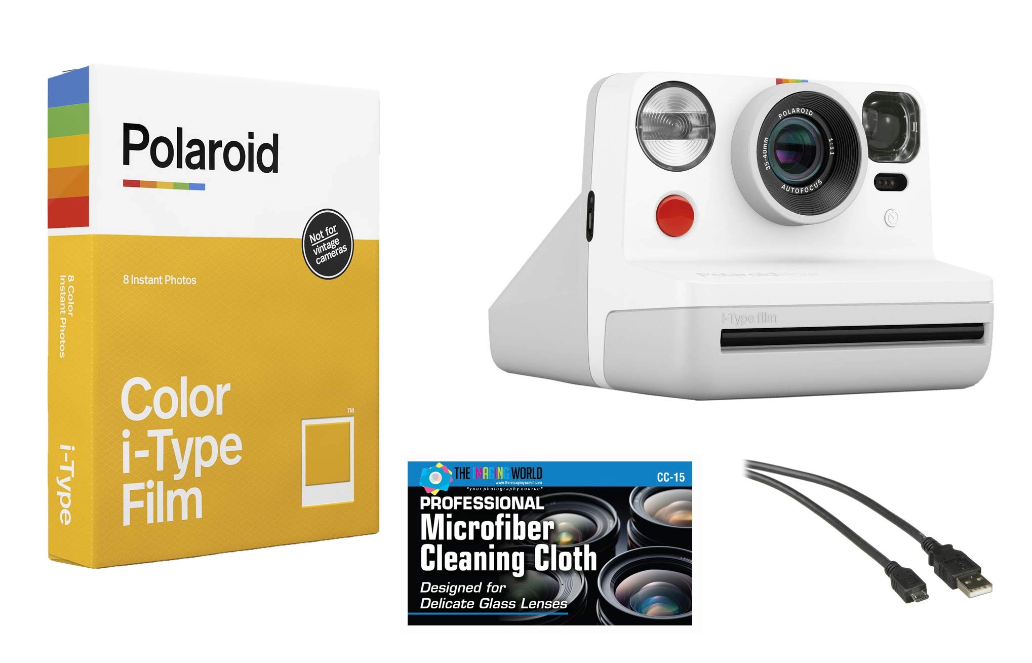 The Imaging World Polaroid Now - i-Type White + Polaroid Color Film - Colored