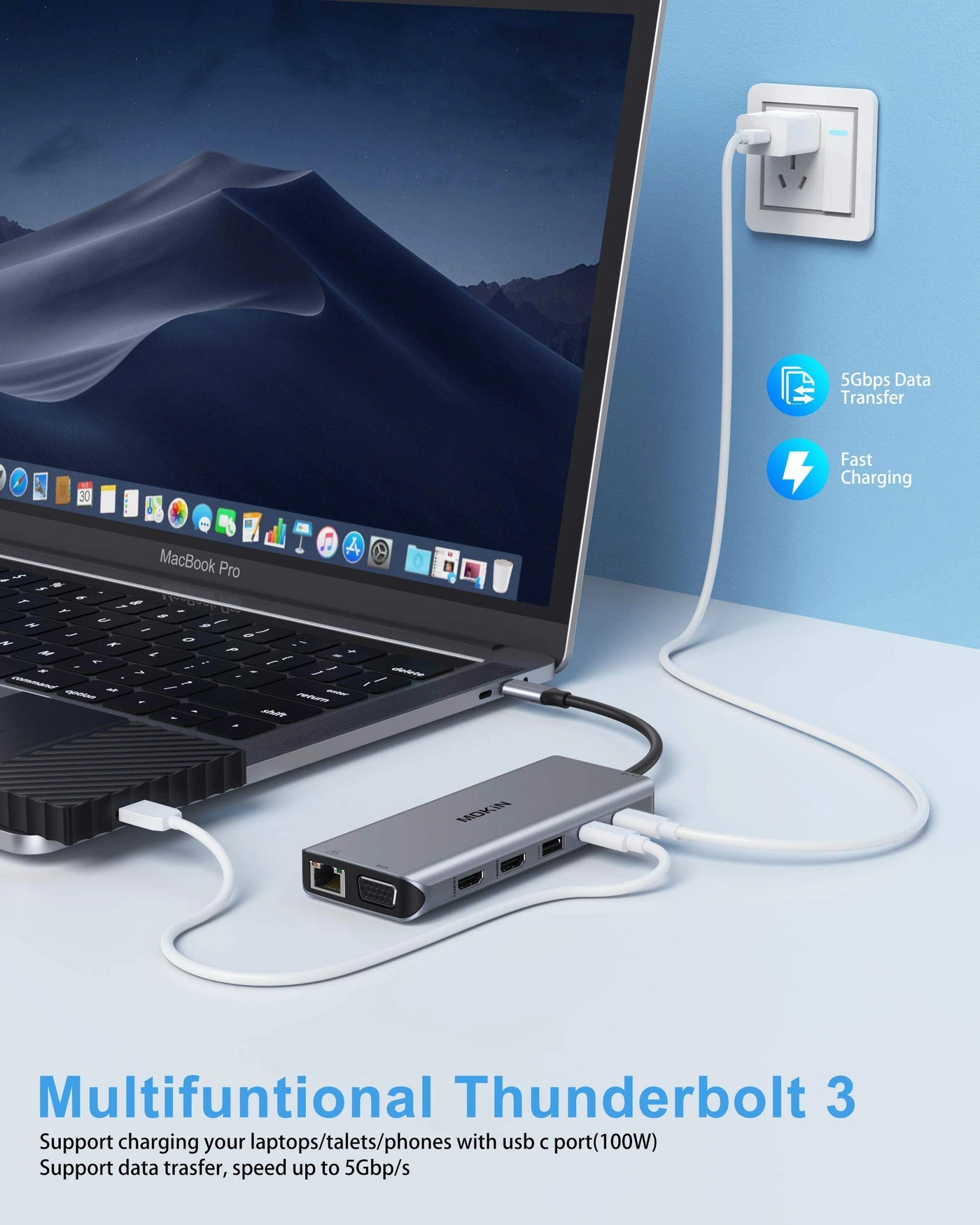 USB-C Docking Station - 14 in 1 Dual Monitor