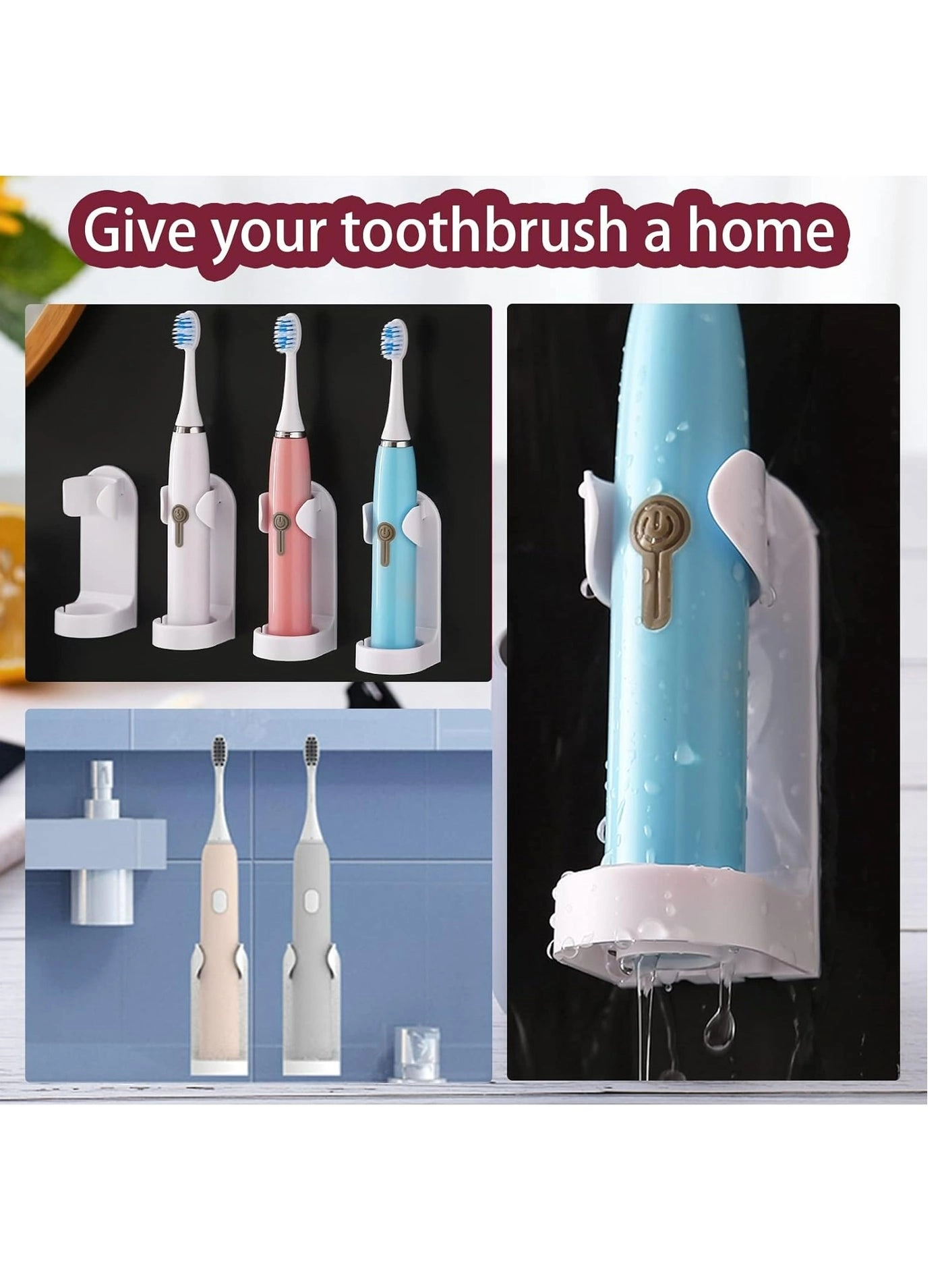 Wall-Mounted Electric Toothbrush Holder - 2pcs Auto Lock & Gravity Release