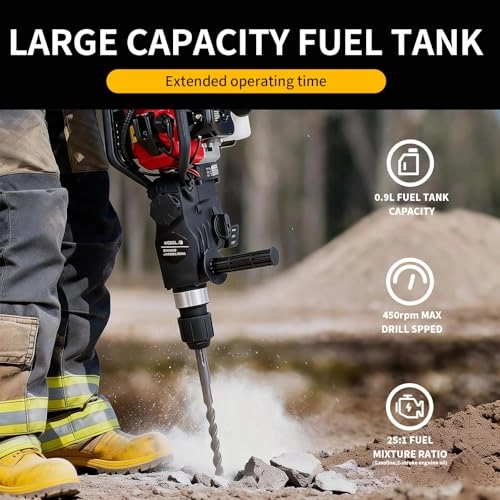 32.6CC 2 Stroke Gas Powered Demolition Jack Hammer - 1000W