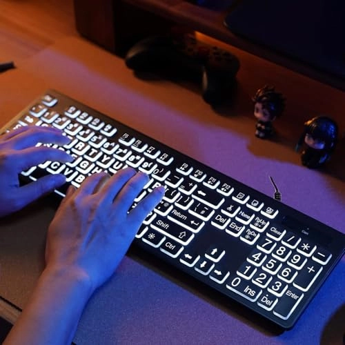 Large Letter Backlit Keyboard - QWERTY Wired