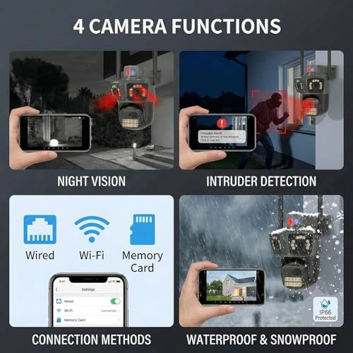 Three Lens Security Camera Outdoor 1080p