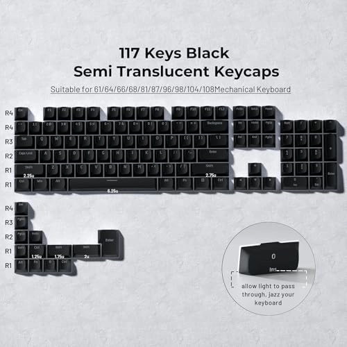 XVX - Shine Through Black Semi Translucent Double Shot PBT