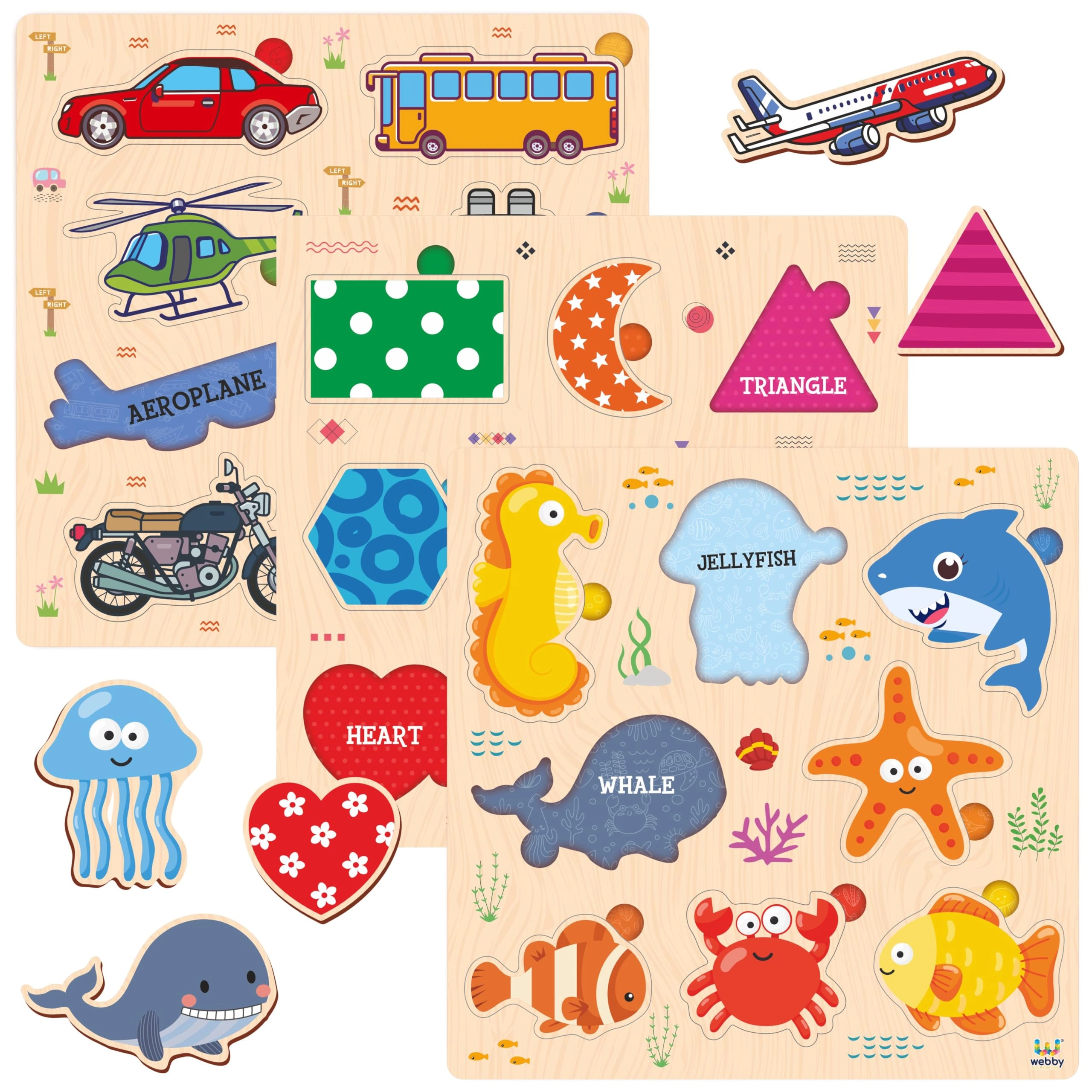 Webby Wooden Learning Puzzle Set - 2 years 24 pieces