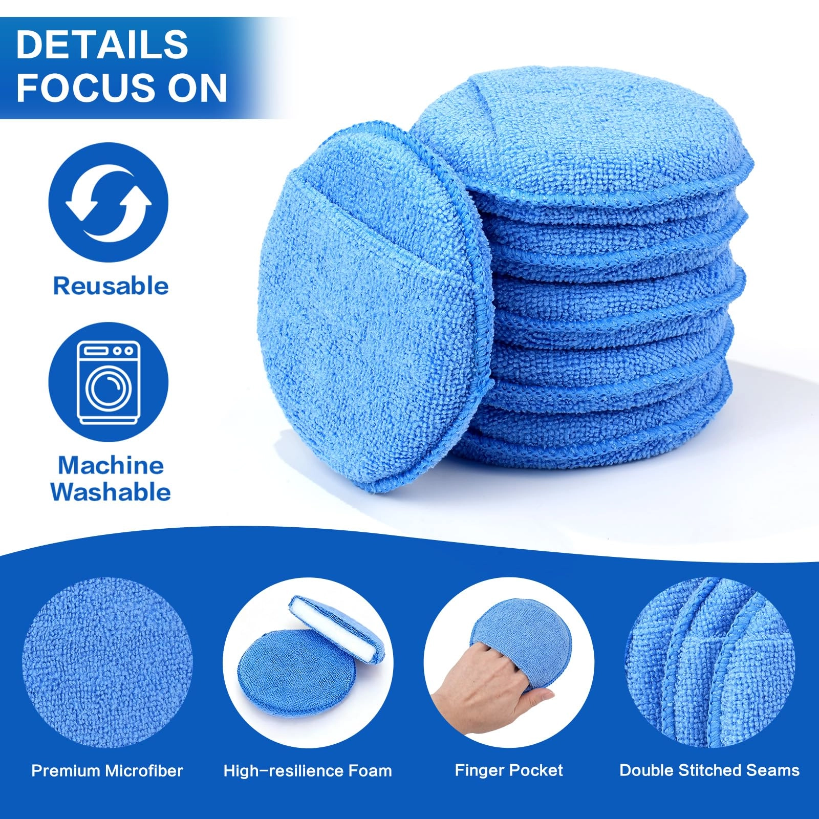 Microfiber Wax Applicator Pad - 5 inch