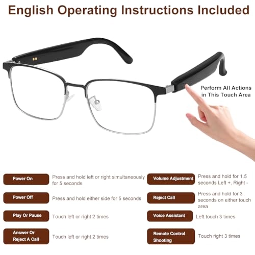 Bluetooth Audio Smart Glasses - Open Ear Magnetic Charging 110mAh