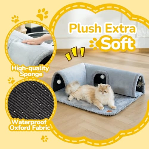 Cat Bed with Tunnel - 80L x 70W x 23H centimeters Cotton
