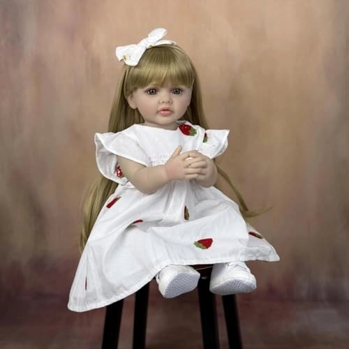 Reborn Baby Doll - 55cm 22inch Vinyl Blonde Long Hair