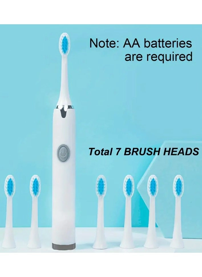 Portable AA Battery Electric Toothbrush - 30-Second Smart Timer 7 Brush Heads