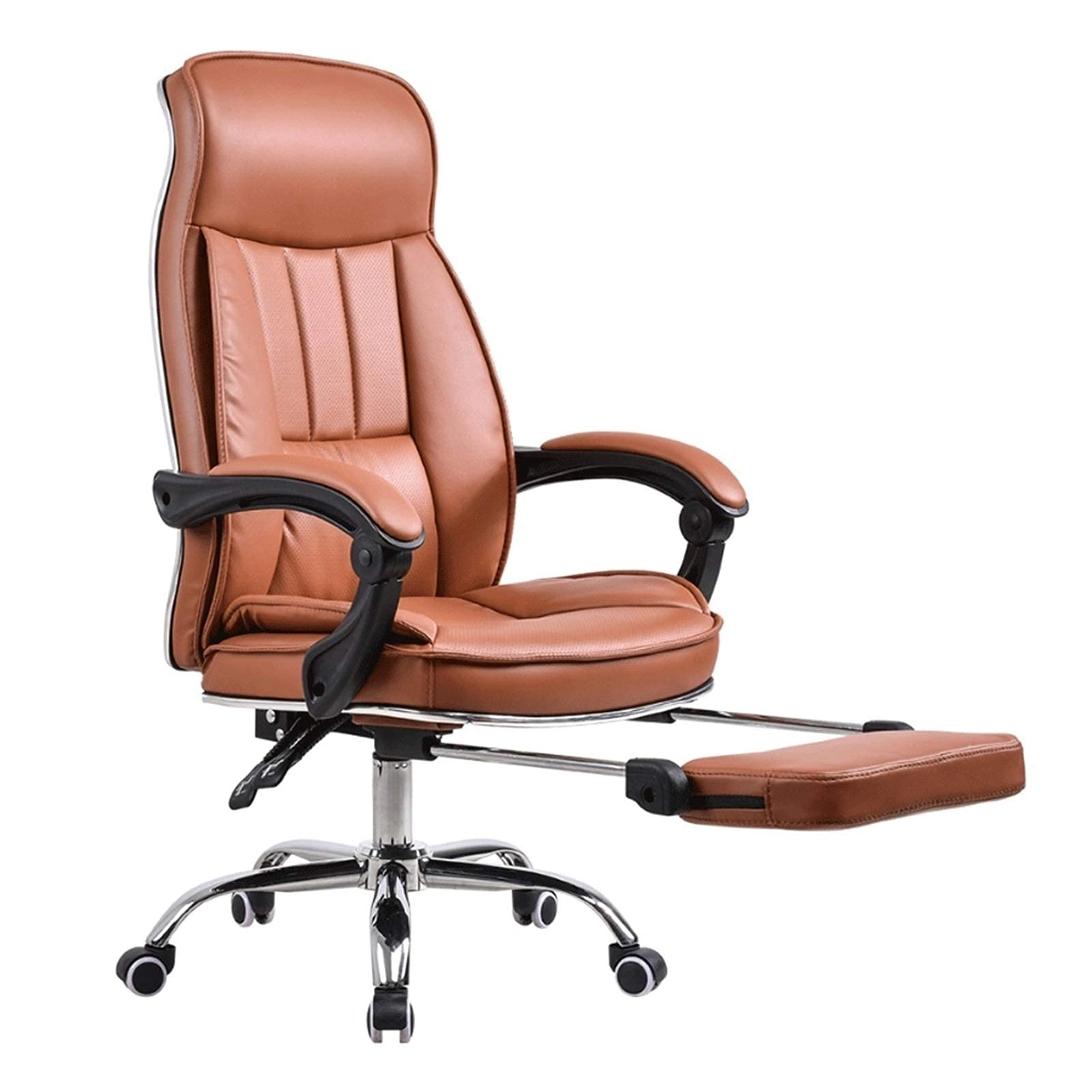 Desk Chair - PU Leather Brown High Back