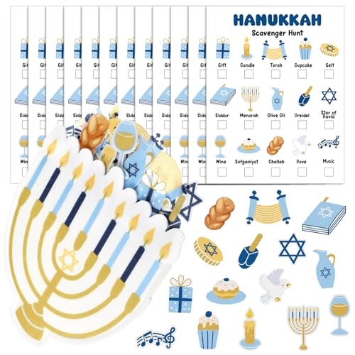 Hanukkah Scavenger Hunt Game - English Kid 15 pcs