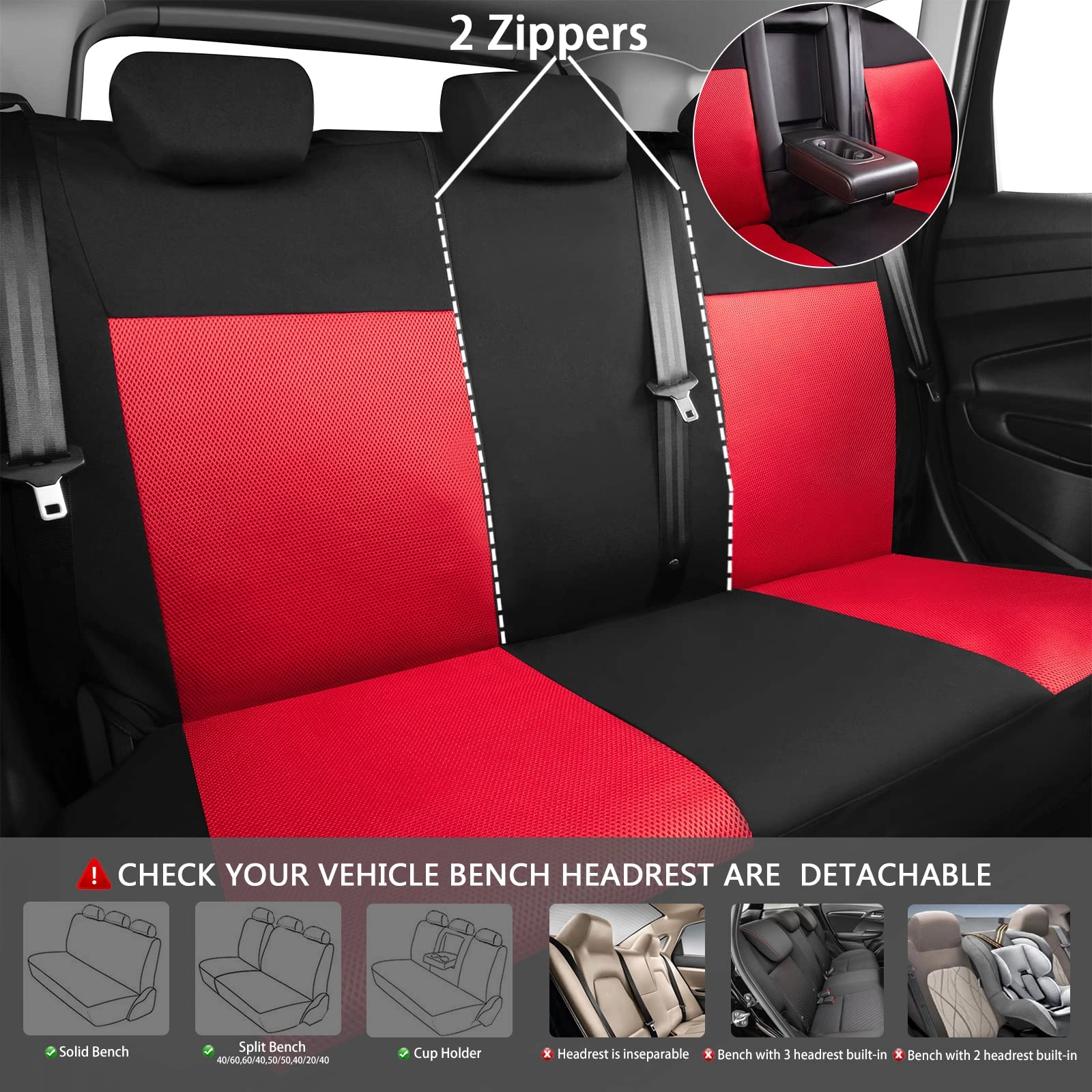 Car Seat Covers - Air Mesh Leather + Car Floor Mats - Waterproof + Steering Wheel Cover - Sporty