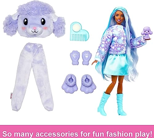 Barbie Cutie Reveal Doll - Poodle Plush Costume 10 Surprises Color Change Ages 3+