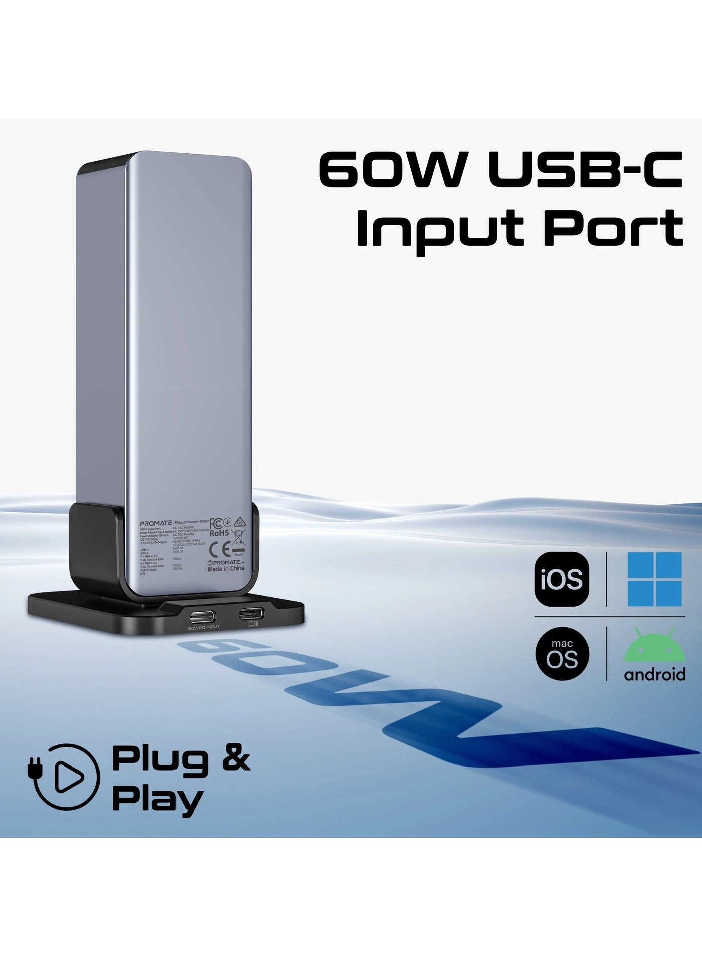 GegaTower-60W - 14-In-1 USB-C Tower Hub