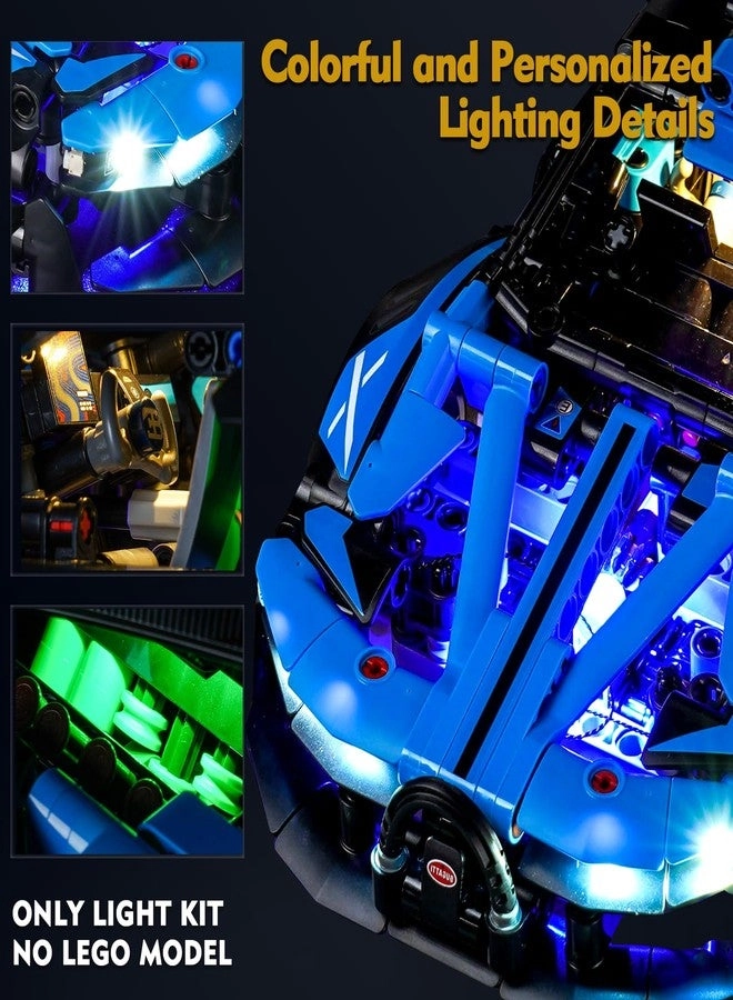 LED Light Kit - Remote Control for Lego 42162 Bugatti Bolide Agile Blue