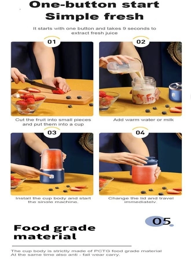 Rechargeable Blender Juice Cup - USB Rechargeable 6 Stainless Steel Blades