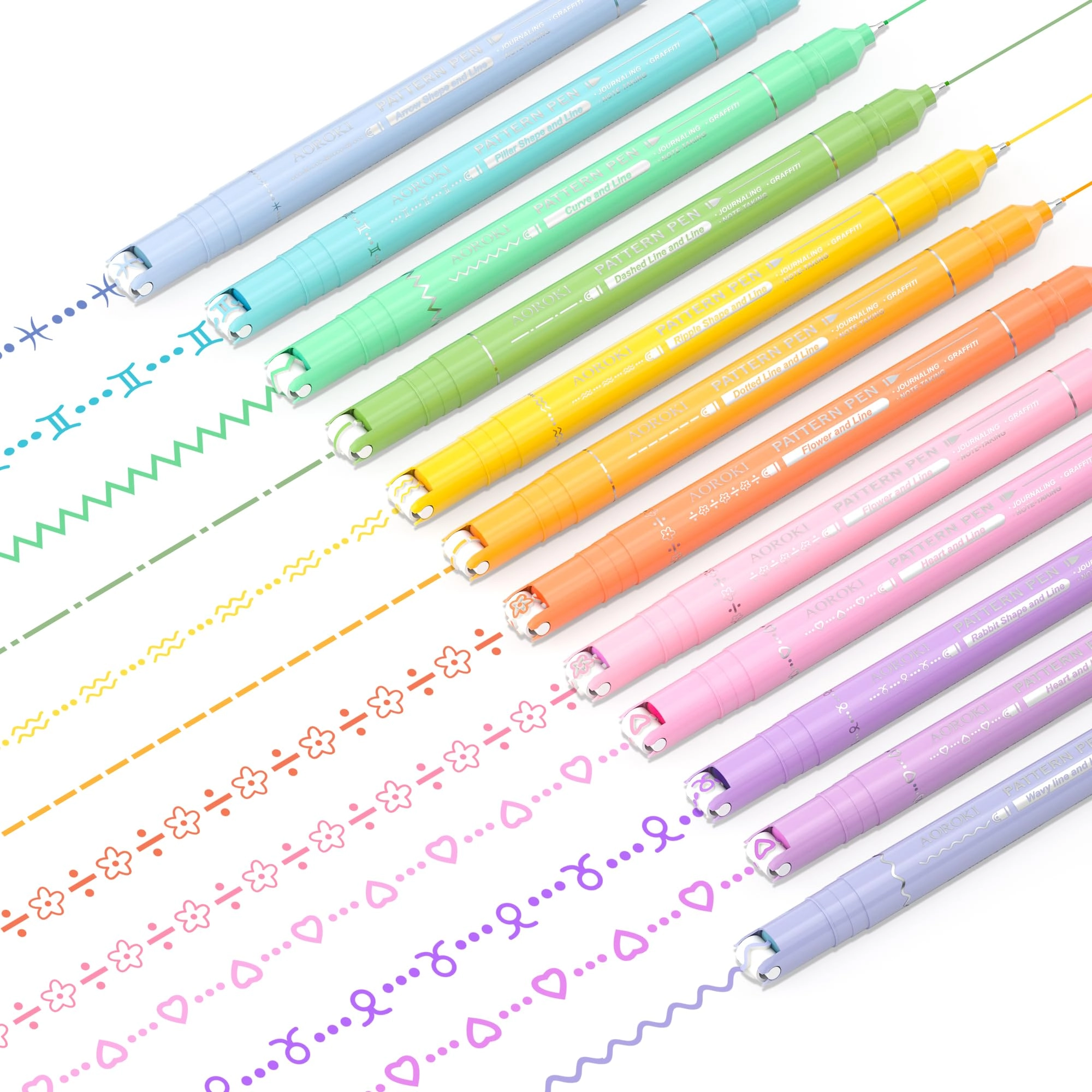 Curve Highlighter Pen - Multicolor Pattern Tip + Fine Tip