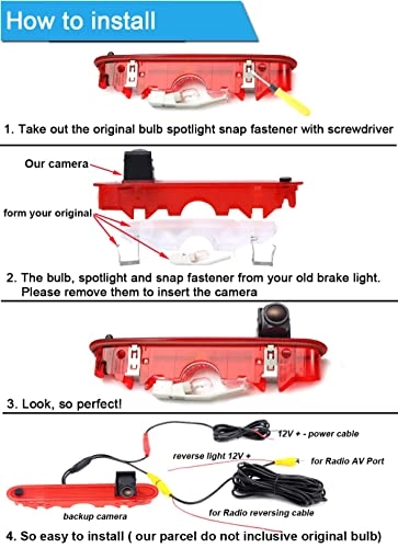 Brake Light Reversing Camera + Rear View Mirror Monitor - Night vision 628 x 586 pixels