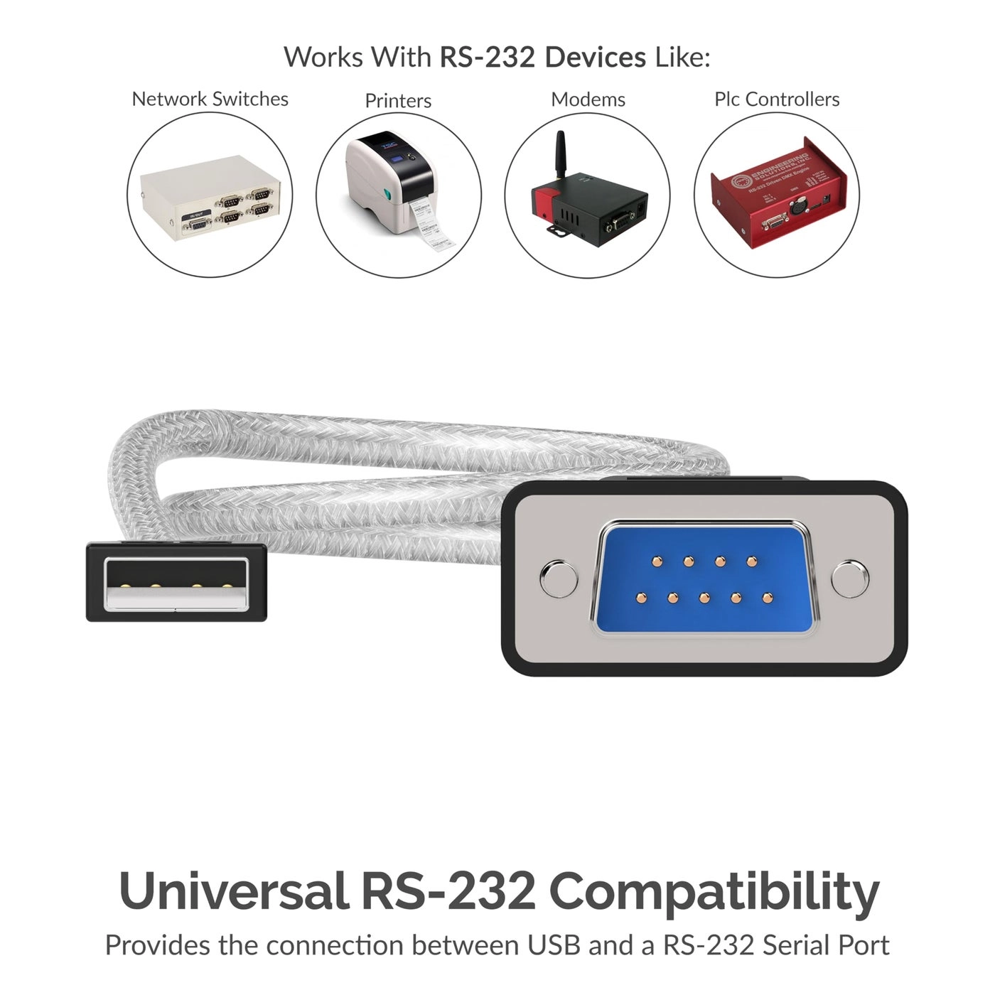 USB 2.0 to Serial Converter Cable - 9 Pin DB 9 RS 232