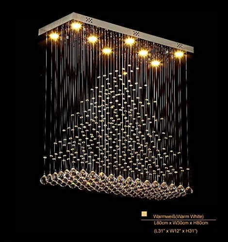 Stairs living room LED chandelier - 3 lighting effects K9 crystal chrome