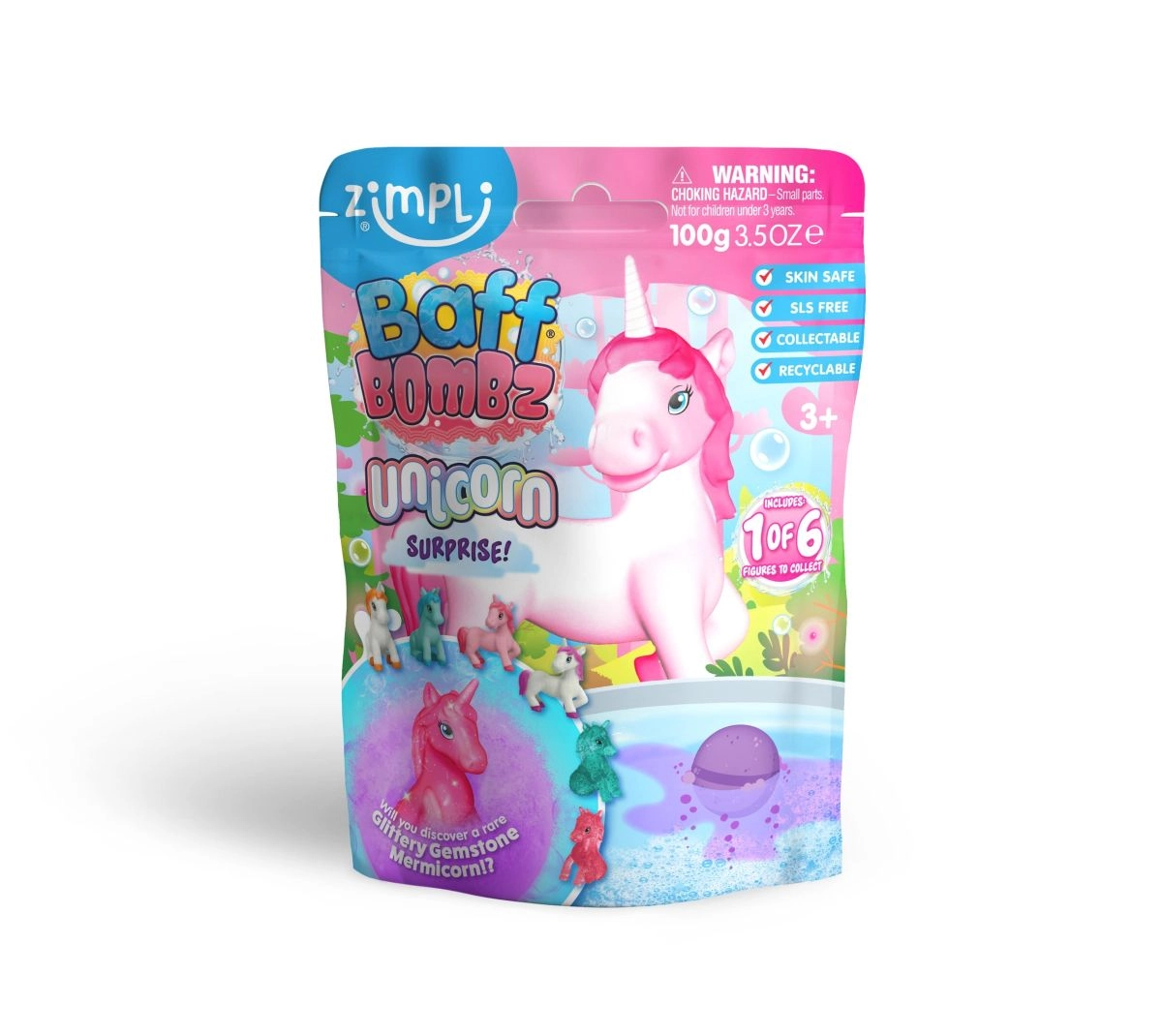 Zimpli Kids Large Unicorn Surprise Bath Bomb - 100g Unicorn Toy