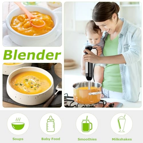 Immersion Blender - 20 Variable Speeds & Turbo, 4-in-1 Stainless Steel
