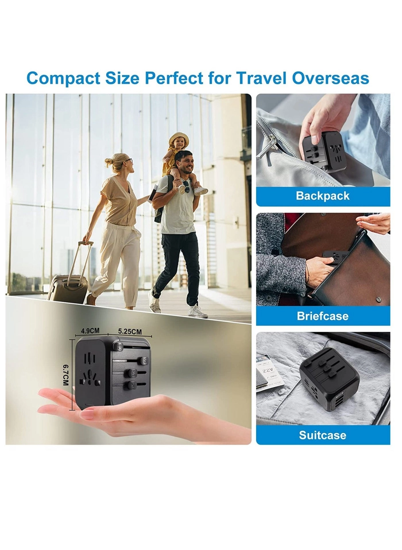Travel Adapter - British & European Connectors EU AU US 1500W
