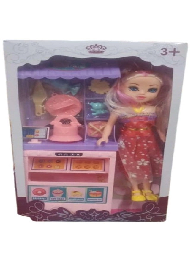 FairyFrolic Plastic Doll with Cake Cart Toy