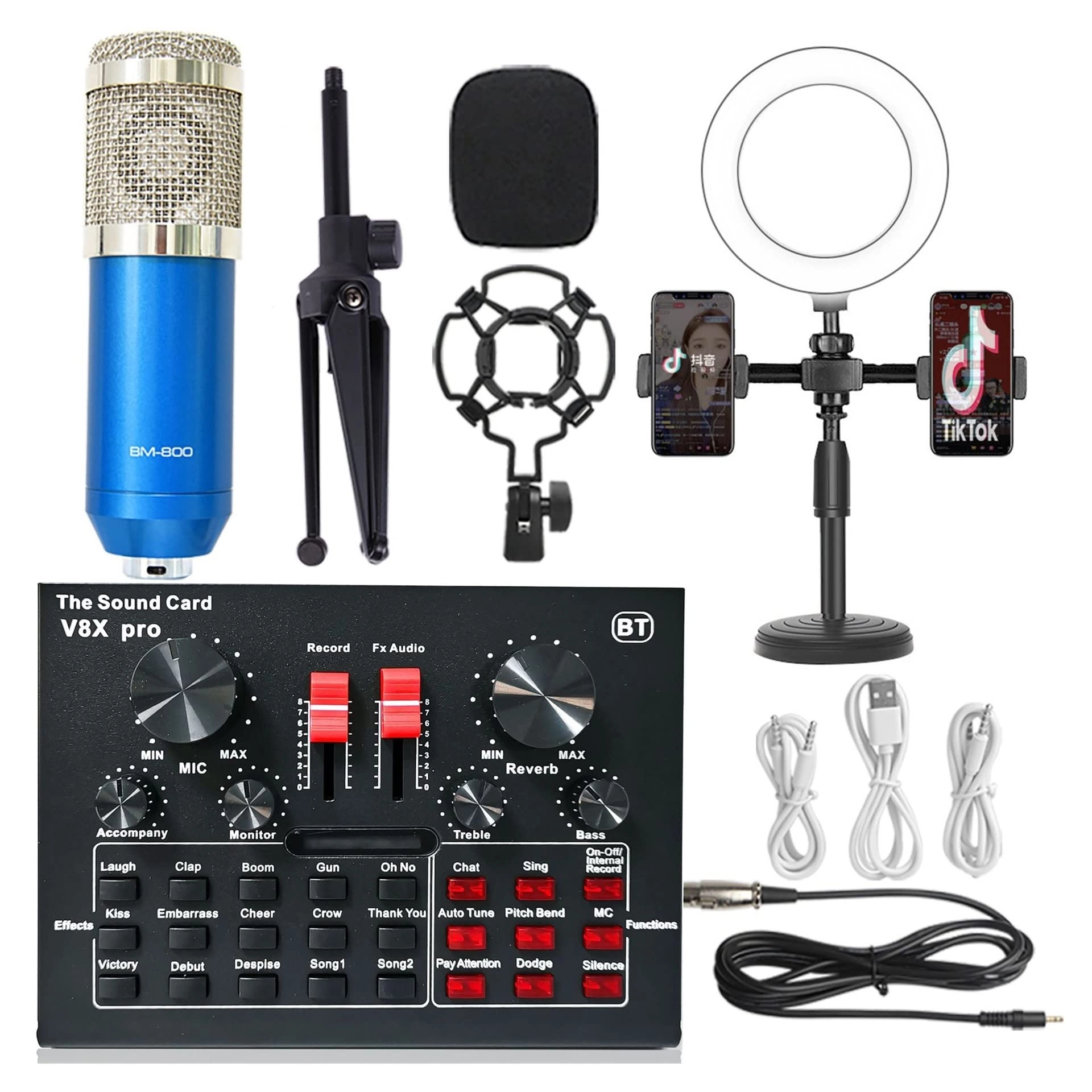 KVDQZGK BM800 + V8XPRO + BG16 Wireless Microphone