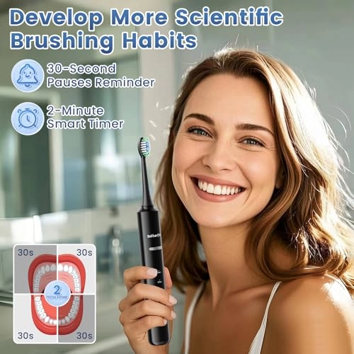 Sonic Electric Toothbrush - 41,000 VPM 1500 mAh 4 Brush Heads