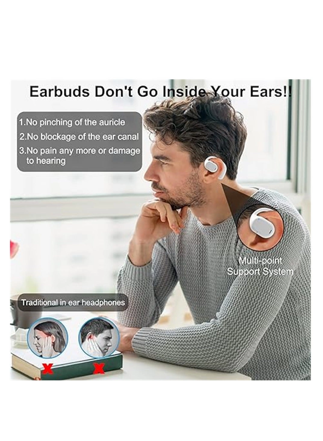 Open Ear Clip Headphones Wireless Headphone