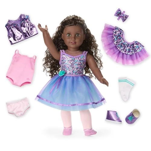 Truly Me 127 - 18inch Very Deep Skin Curly DarkBrown Hair Hazel Eyes Ages 6+