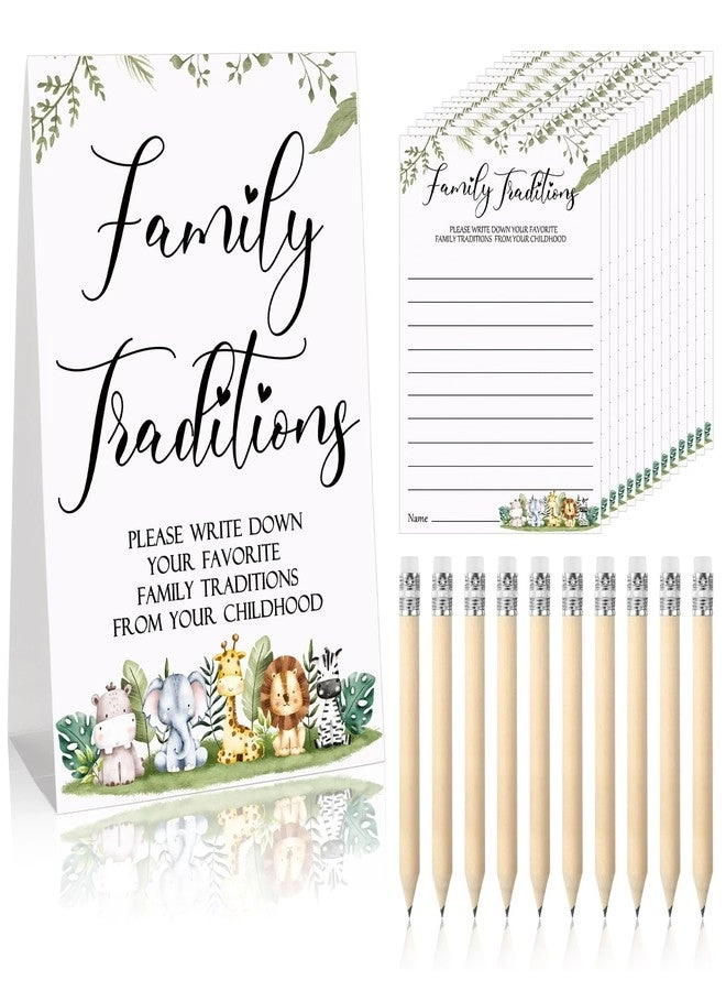 Fumete Family Traditions Standing Sign - 61 Pieces + Family Traditions Activities Cards + Pencils