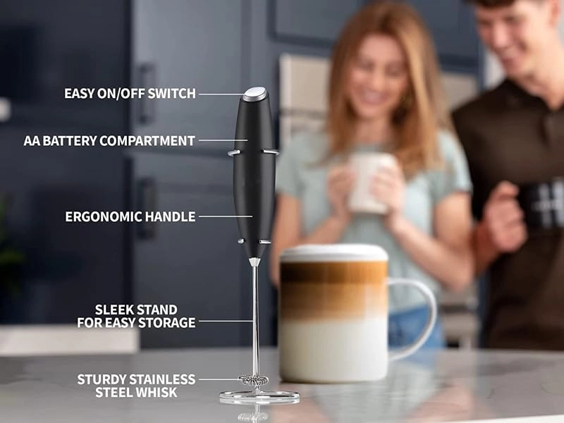 Handheld Mini Egg Beater - two AA batteries Yellow