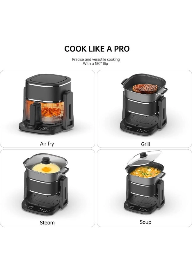 4-in-1 Multi-Function Electric Cooker - 180° Flip Design Digital Touch Control