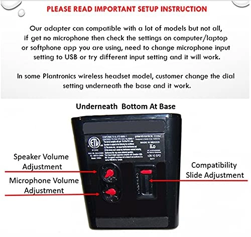 RJ9 Plug to USB Headset Adapter - for Plantronics Jabra Sennheiser Wireless DECT Headsets
