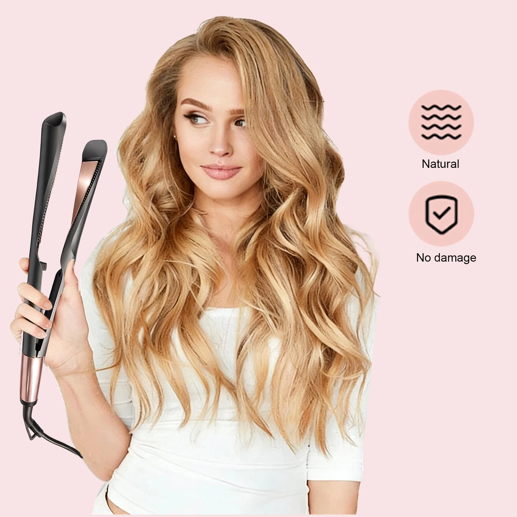 2 in 1 Hair Straightener and Curler - 1-inch Ceramic Titanium Plates 450°F