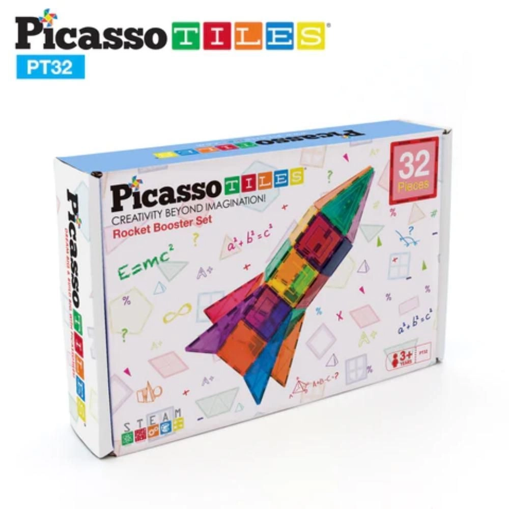 PicassoTiles Magnetic Rocket Booster - Space 32 pcs