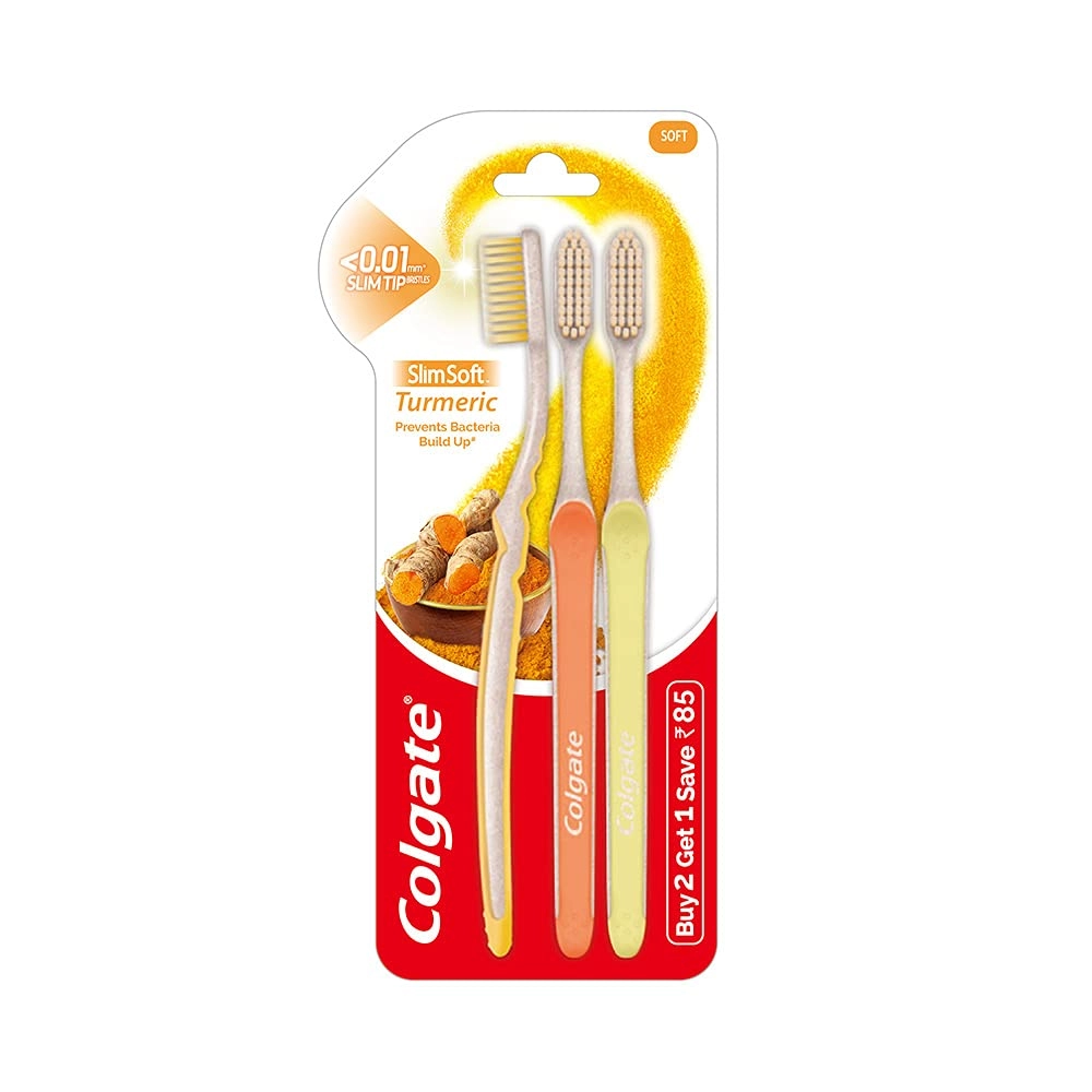 Colgate-Palmolive (India) Ltd Slim Soft Turmeric Toothbrush - Soft 3-Piece Pack
