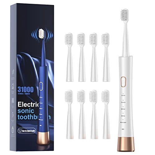 Sonic Electric Toothbrush - 2 Minutes Smart Timer 5 Optional Modes 8 Brush Heads