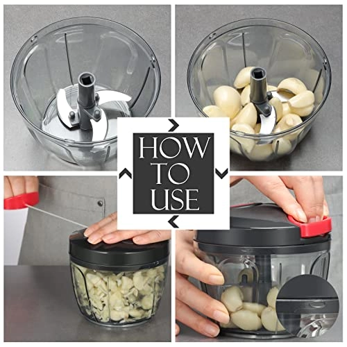 Manual Food Processor - 16.9 Fluid Ounces three blades