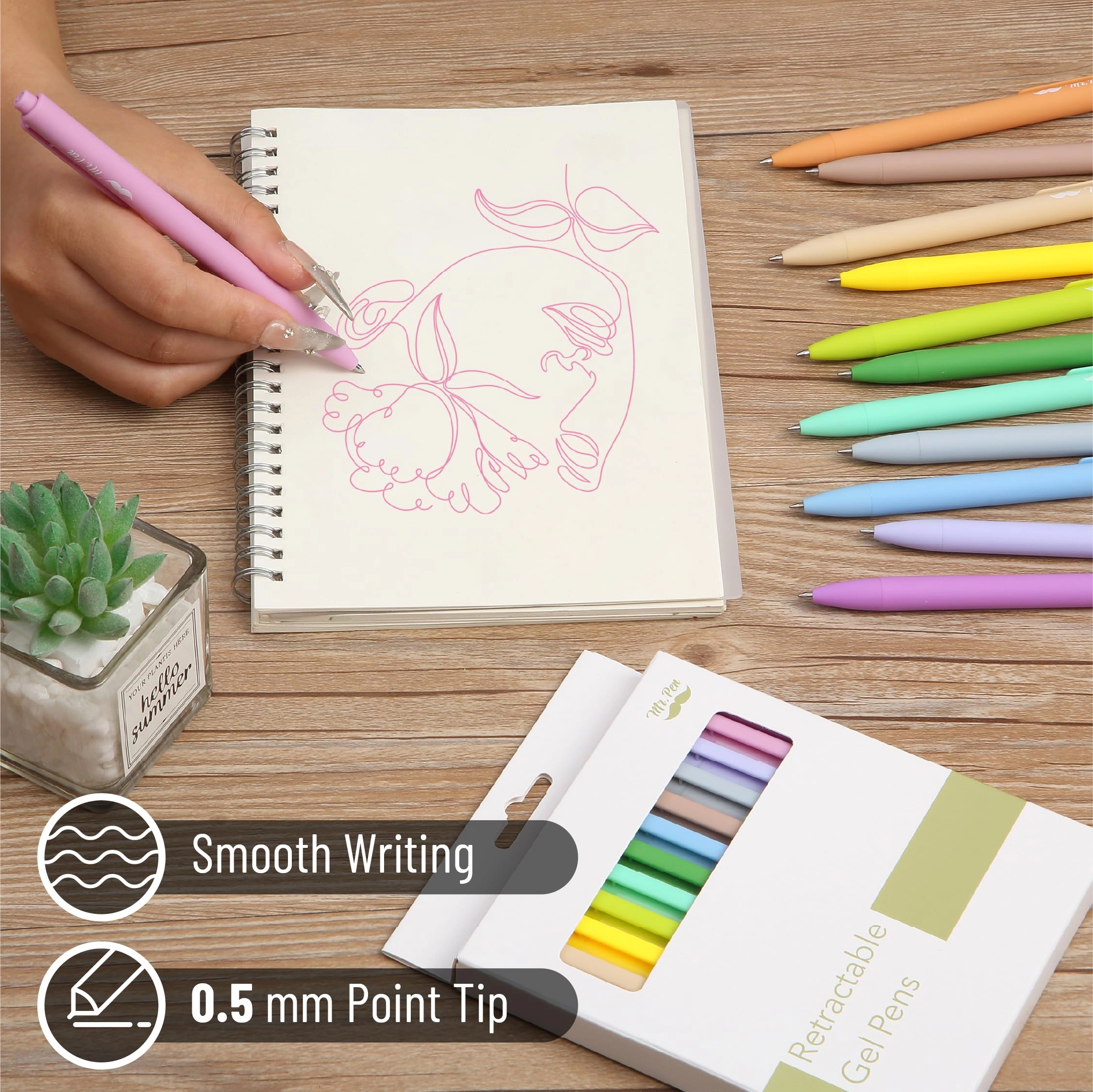 Retractable Gel Pens - 12 Pack 0.7mm