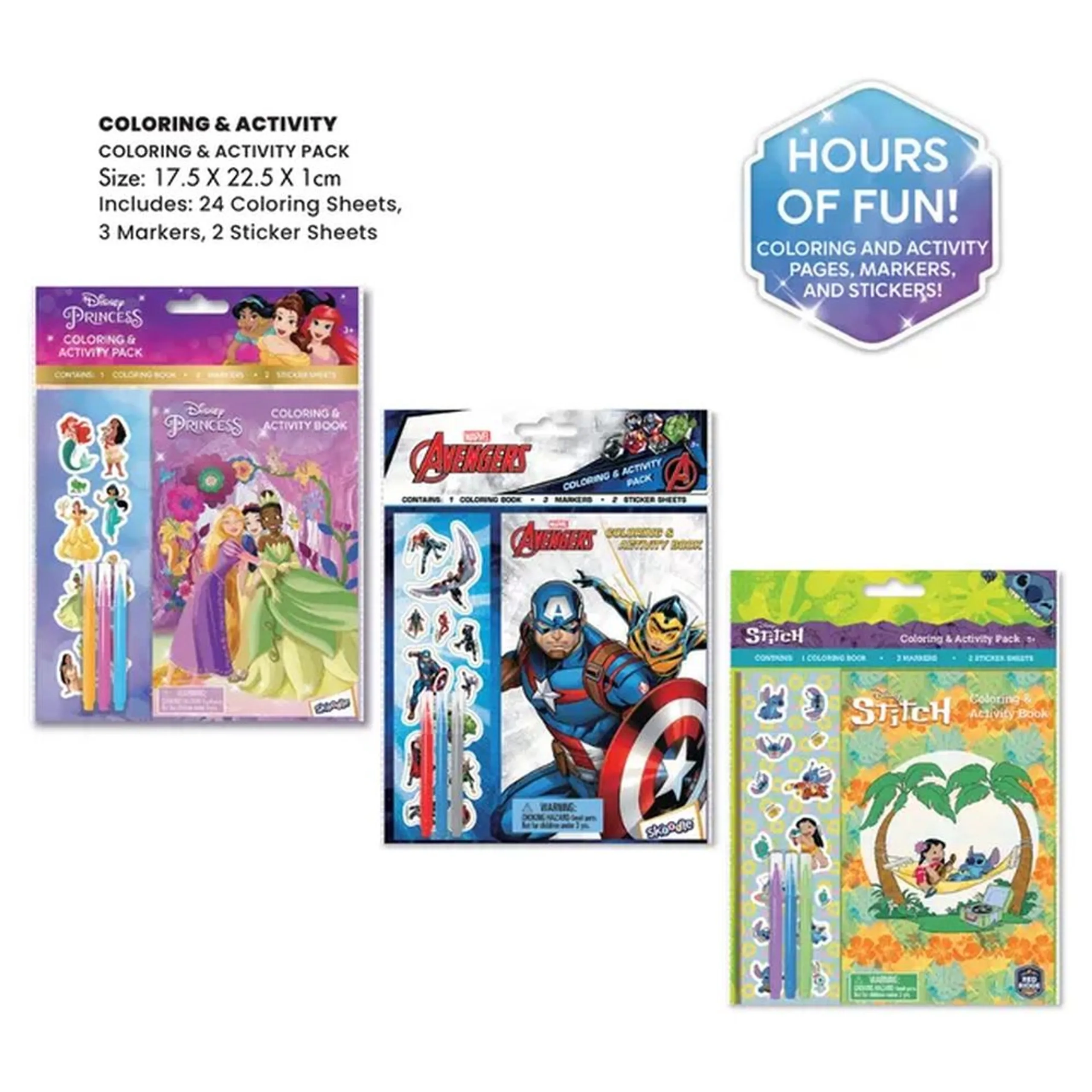 Stitch Coloring & Activity Set - 6 Pcs 3 Vibrant Markers