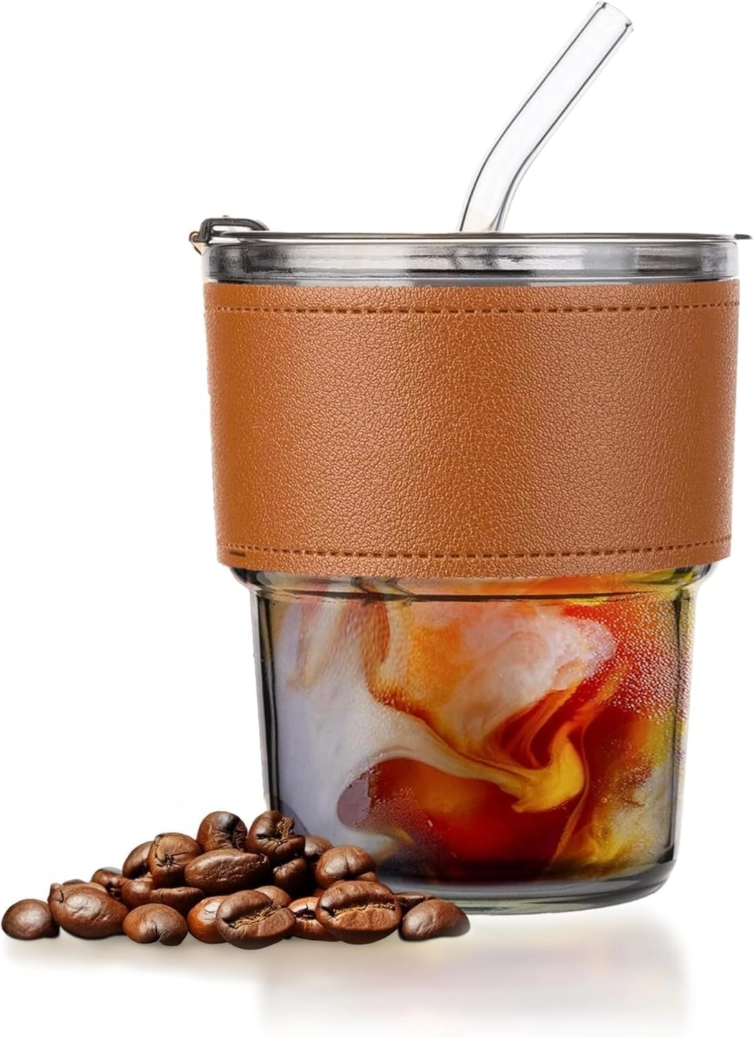 Glass Pearl chain cup Coffee Tumbler - 350ml
